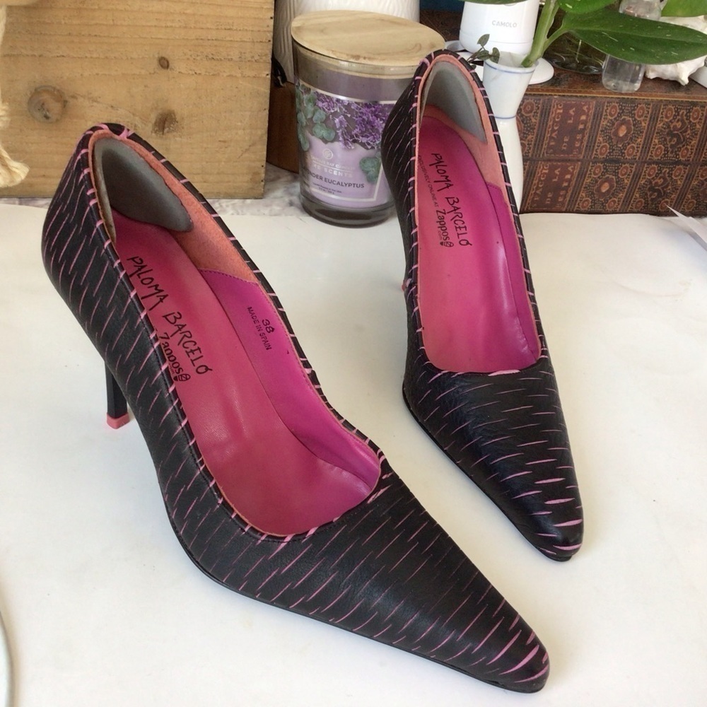 Paloma Barcelo Black Pink Heels - Picture 10 of 10